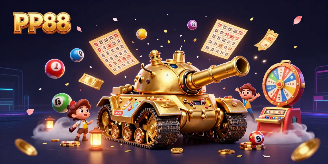 Engage with PB88 in this vibrant casino scene packed with excitement and colorful gambling elements.