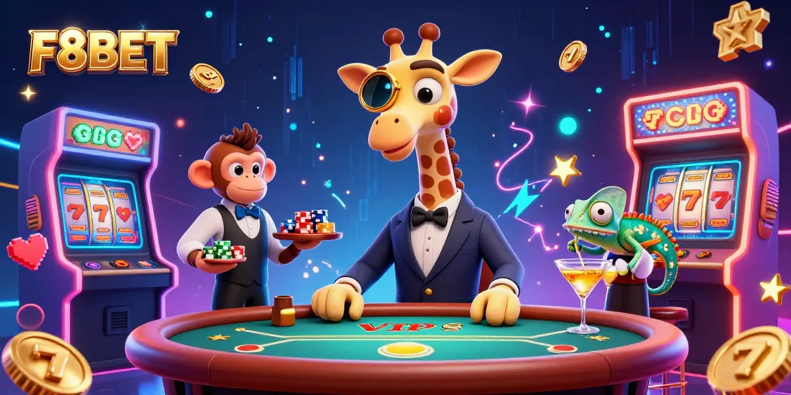 Experience the excitement with F8BET at this vibrant 3D casino scene filled with action.