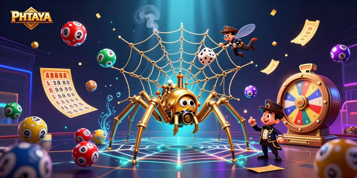 PHTAYA engages players with an energetic scene featuring a golden spider web of opportunity in a vibrant 3D illustration.