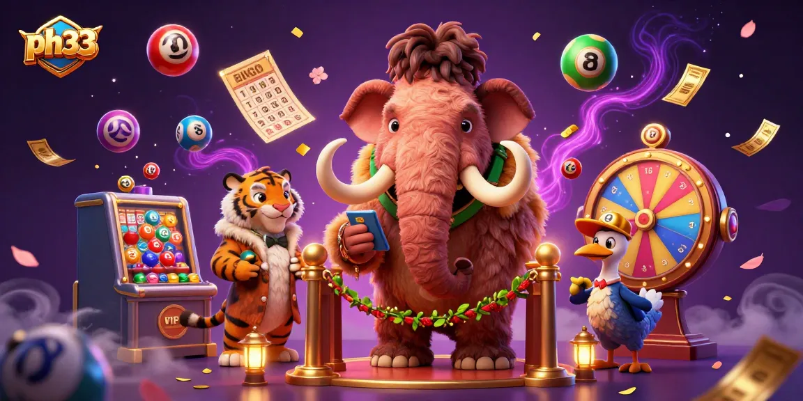 Engage with ph33's vibrant casino atmosphere featuring a woolly mammoth bouncer and a saber-tooth tiger.