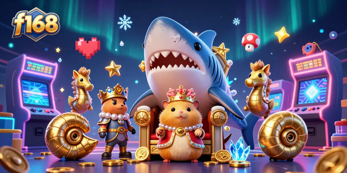Experience thrilling wins at f168 with the golden hamster king amidst vibrant casino elements.