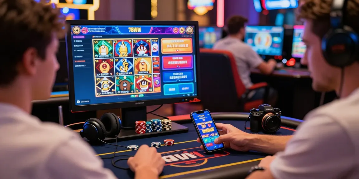 Exciting online gaming experience at 78win showcasing vibrant app graphics and live dealer interaction.