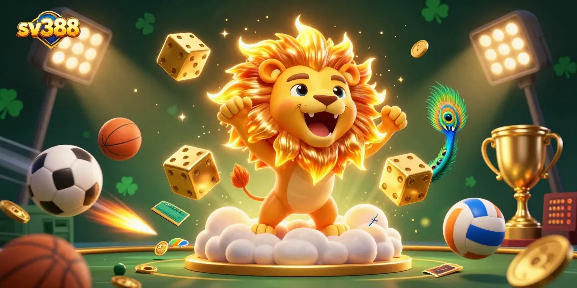 sv388 sports betting scene with a roaring lion and dynamic game elements