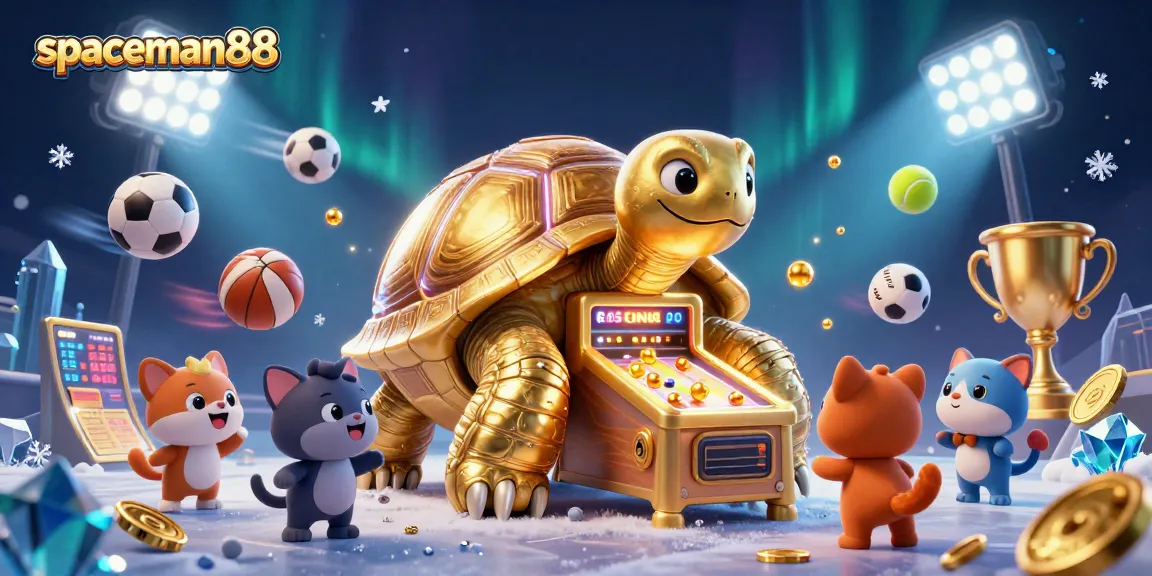 Engage with spaceman88 in this dynamic casino scene filled with sports elements and excitement.