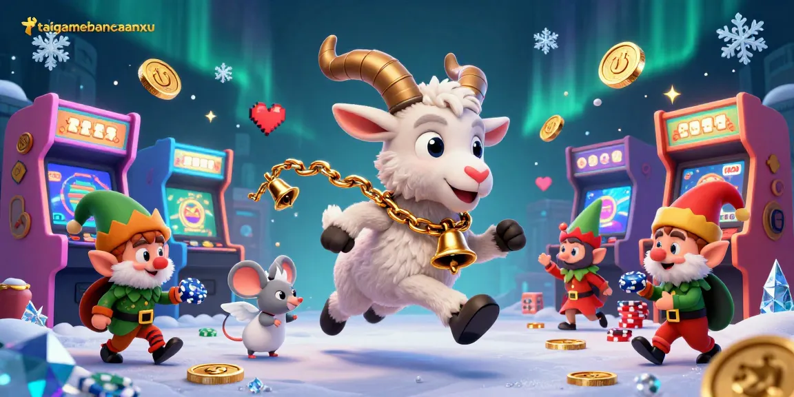 Engage in thrilling gameplay at taigamebancaanxu featuring Krampus, an angel mouse, and mischievous gremlins in a vibrant casino setting.