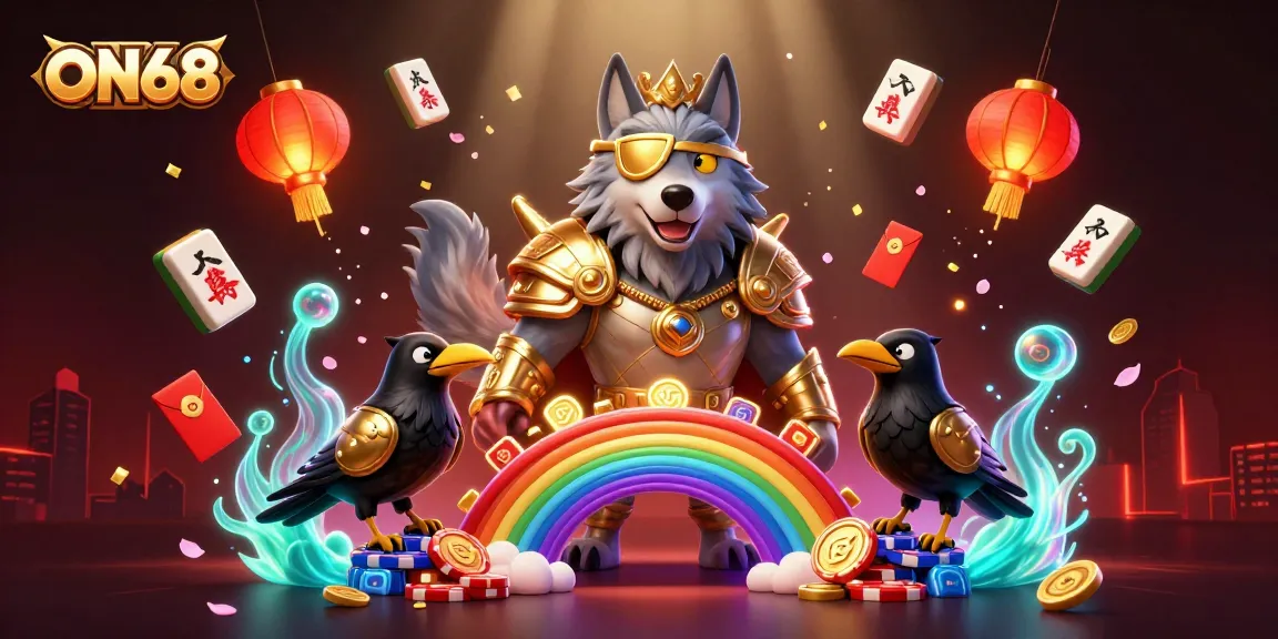 Play the thrilling games at ON68 with an engaging Norse mythology-inspired casino scene.