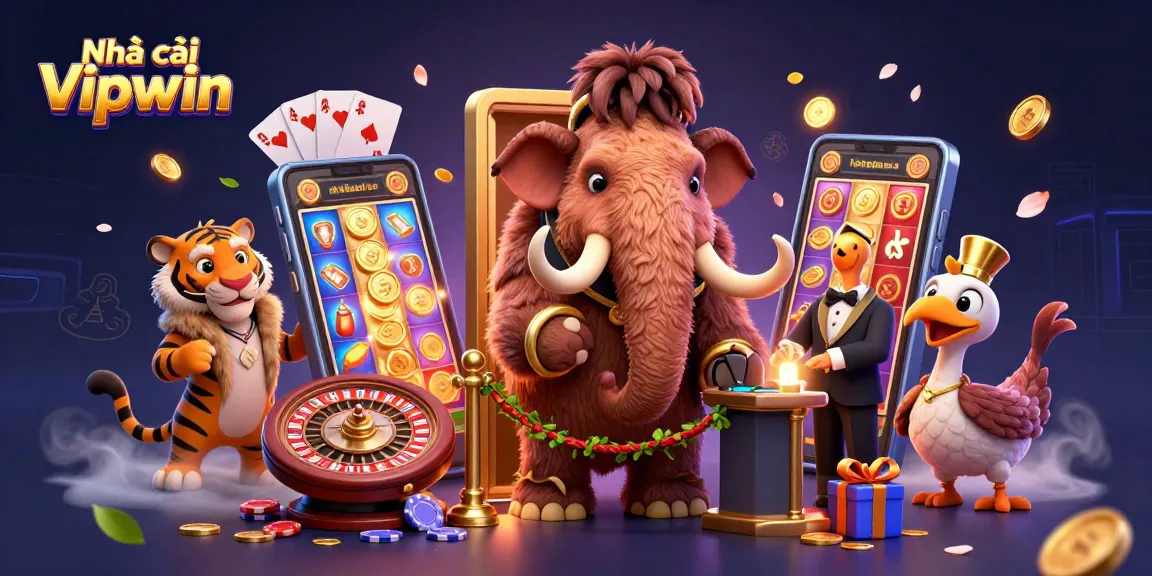 Join the fun at Nhà cái Vipwin with a vibrant casino scene of thrilling games and characters.