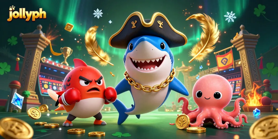 Experience thrilling betting at jollyph with a shark, pufferfish, and octopus in an action-packed scene.