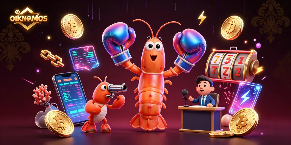 oikonomos showcases animated casino action with vibrant characters and crypto elements