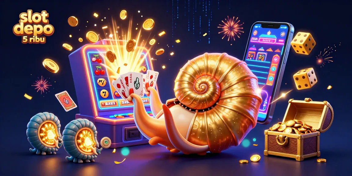 Experience winning strategies at slot depo 5 ribu with dynamic casino action in a vibrant illustration.